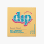 A yellow 4 oz (113g) Dip Shampoo Bar by Dip for all hair types, scented with coconut and almond. The salon-grade, color-safe bar features blue and pink text on the box and is perfect for color-treated hair. Label: Color Safe, Everyday!.
