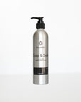 Silver bottle with pump labeled 'FILLAREE Soap & Suds' on a white background