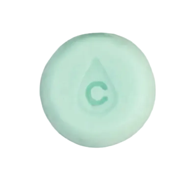 Light green circular conditioner bar with a 'C' logo on a white background
