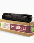 Kishu Charcoal packaging with two pieces of charcoal on a white background