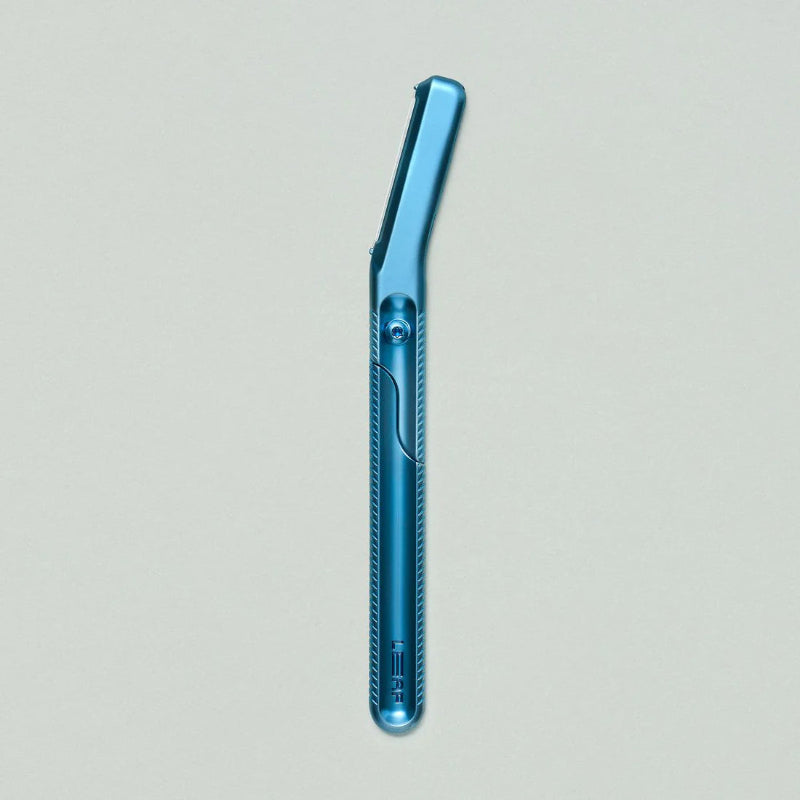 The leaf dermaplaner in the blue glacier finish. 