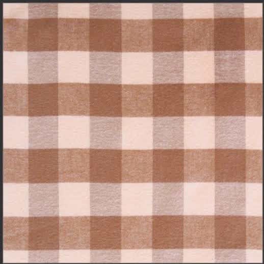 A Brown and pink plaid cotton flannel pattern. 