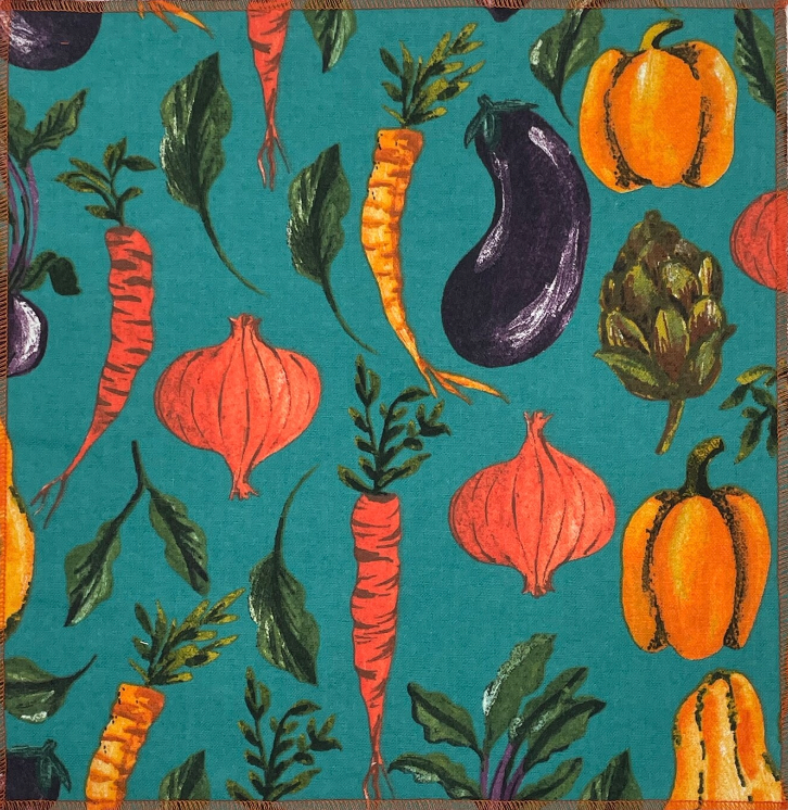 No paper towel, teal color with fall veggies