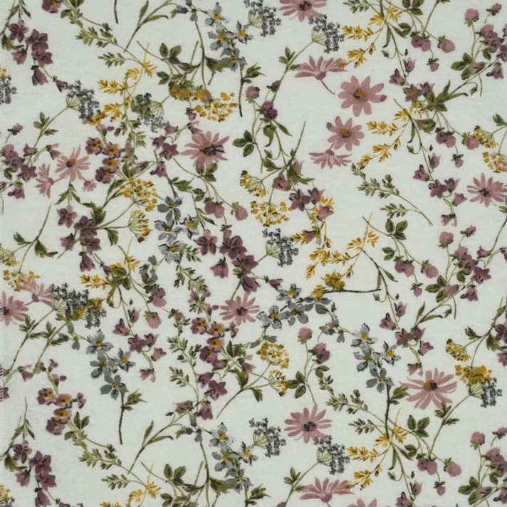 No paper towel with yellow, pink, and blue florals on a cream background.