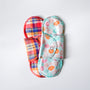 Set of colorful reusable pads on a white background