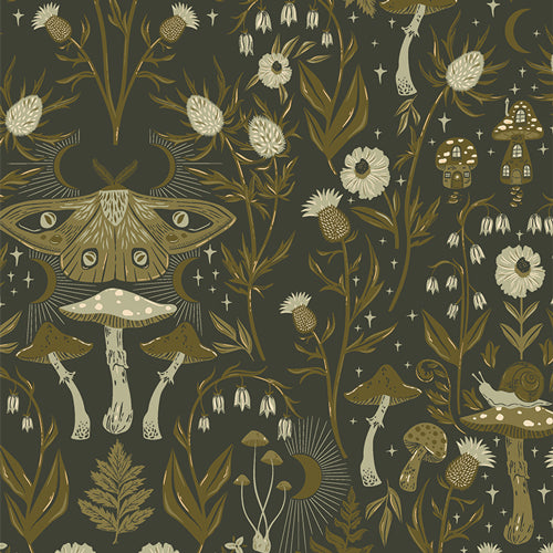 golden Moths and florals on a grey paperless towel