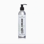 A silver bottle of A Simple Planet Curl Cream Unscented with a black pump top, featuring Organic Flaxseed for defined curls, contains 9 fl oz (266 ml) and is shown against a white background.