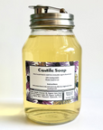 Jar of Castile soap with a label on a white background