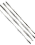 Four Straight Stainless Steel Metal Straws on a white background.