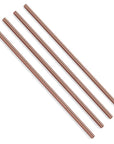 Four Straight Stainless Steel Metal Straws with a rose gold finish on a white background.