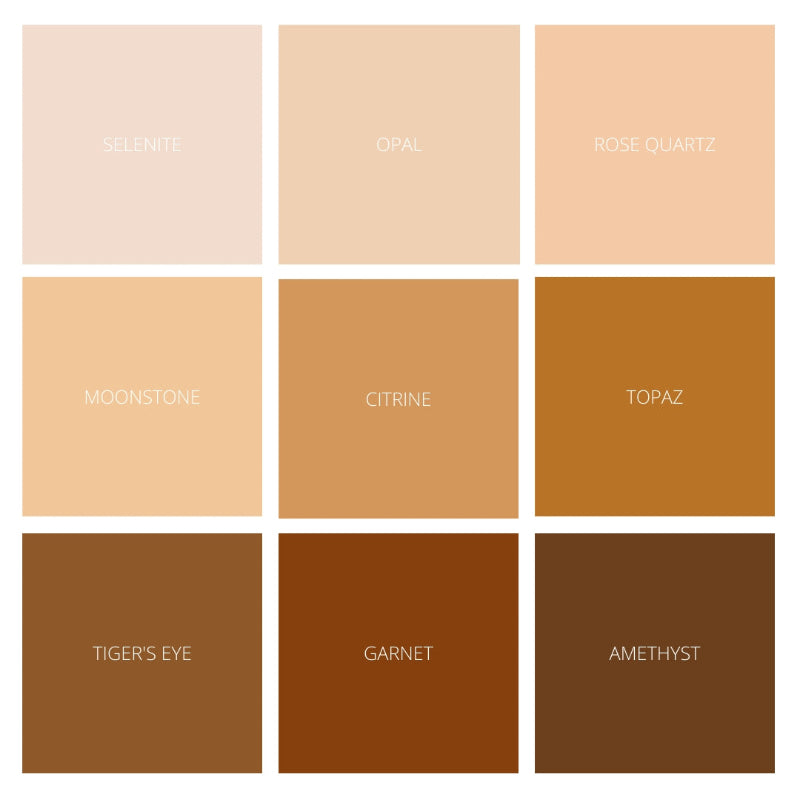 A 3 by 3 grid of each shade of the skin tint. 