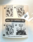 Potluck Press’s Swedish Dishcloth makes composting easy in four steps: place food scraps on the dishcloth, chop them, add to your compost pile, and watch seedlings grow from nutrient-rich compost.