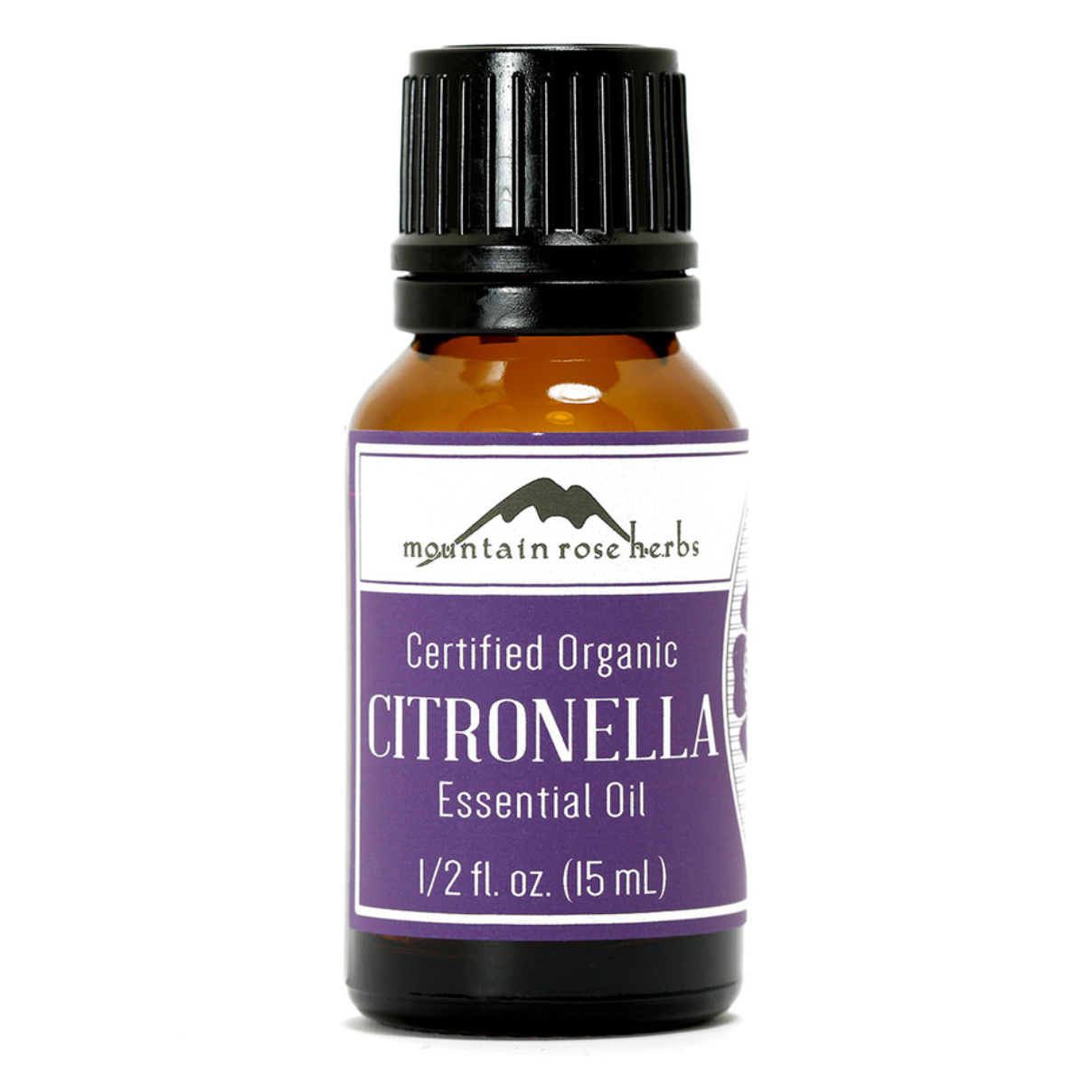 citronella essential oil on white backdrop 