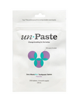 Package of unPaste zero-waste mint toothpaste tablets on a white background