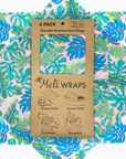 Monstera print on pink beeswax wrap fabric with paper packaging