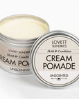 Cream pomade jar with lid on a white background