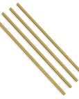 Four Straight Stainless Steel Metal Straws with a gold finish on a white background.