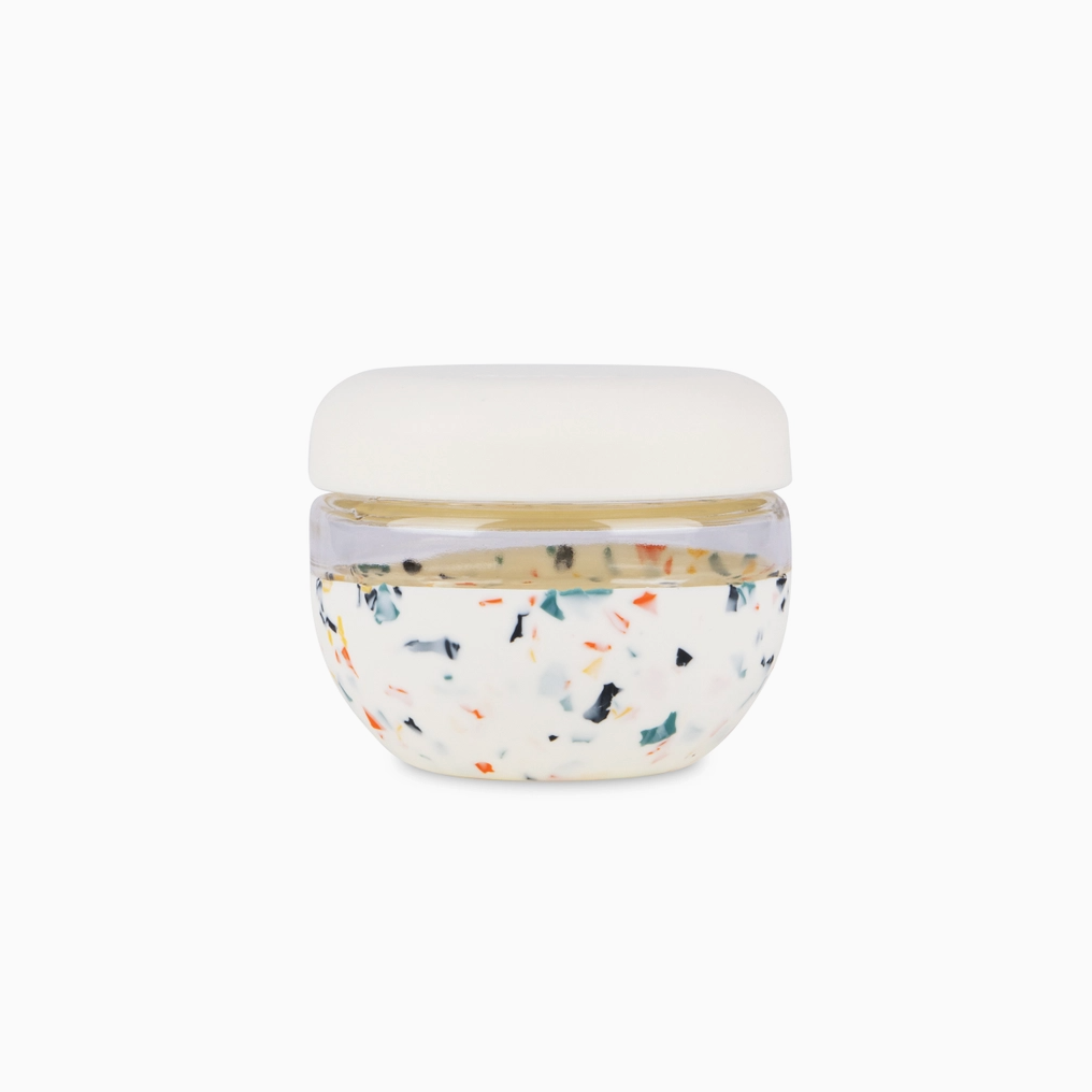 Terrazzo bowl with white top on white background