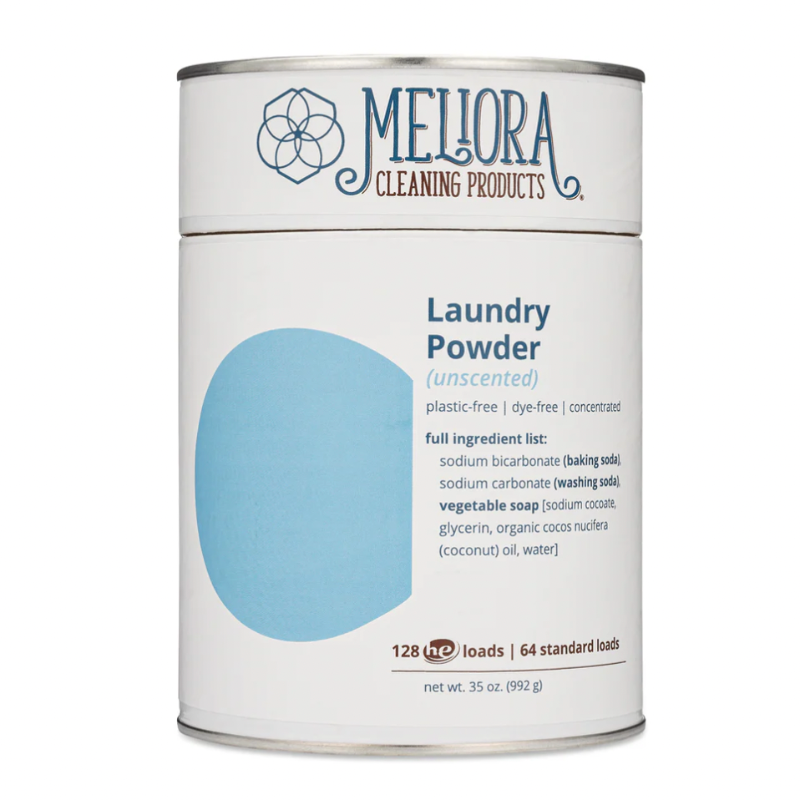 Mellora Laundry Powder canister on a white background