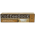 A rectangular box labeled “CoffeeSock Nut Milk Bag.” The packaging notes it fits a 32 oz mason jar and features a line drawing of a jar—ideal as an organic cotton bag for nut milk or cold brew coffee.
