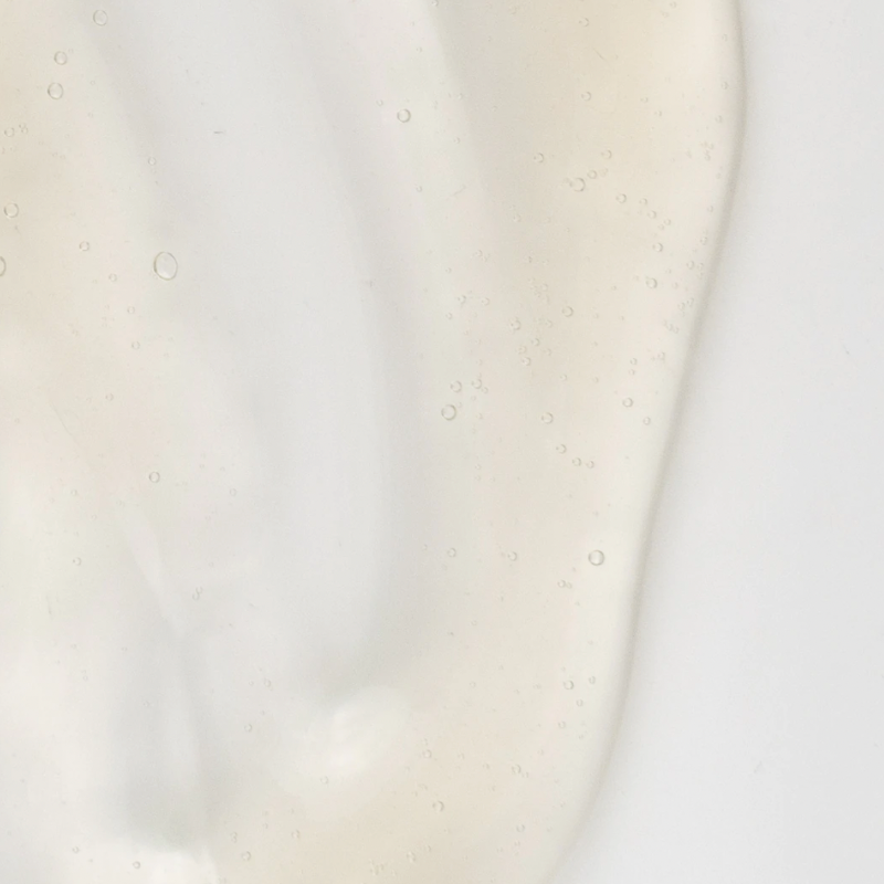 Zerra & Co. Gel Face Wash is a clear, viscous gel with small air bubbles that spreads smoothly on skin, leaving a shiny, glossy look—perfect for a gentle cleanser thats completely fragrance free.